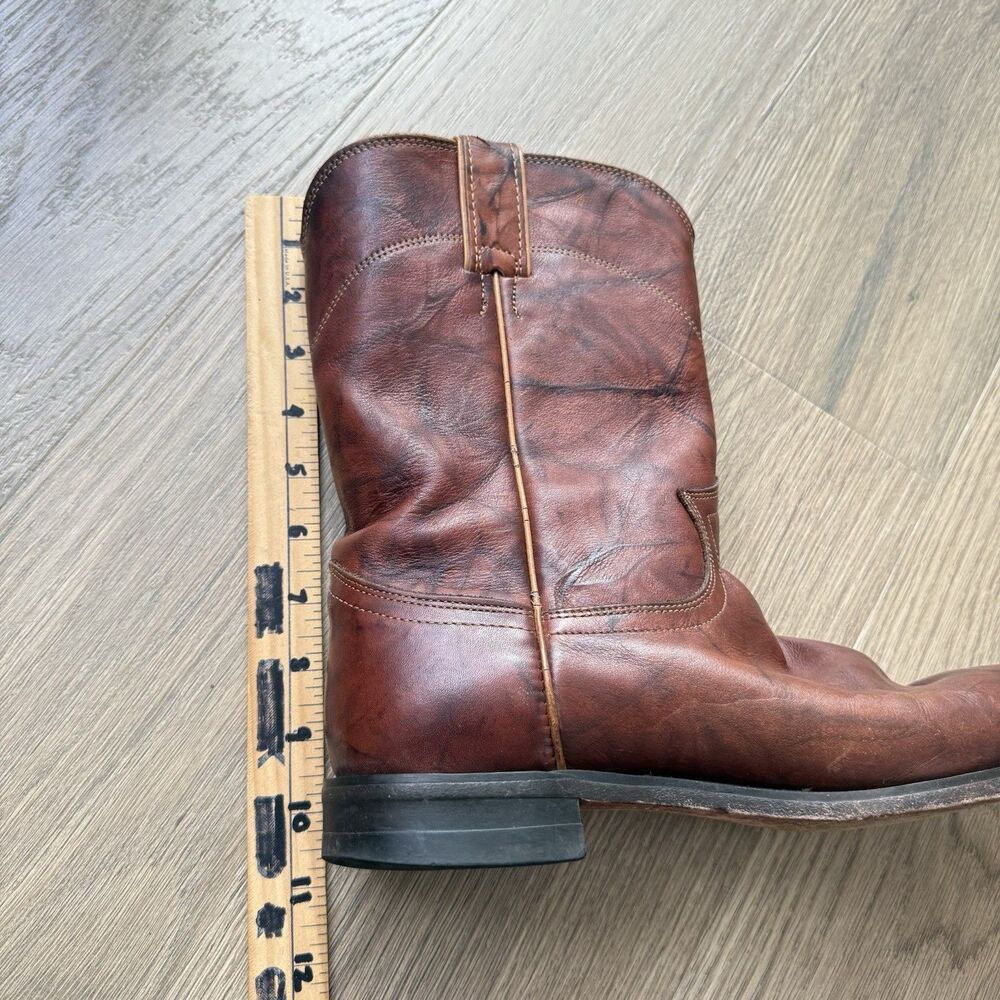 Justin Roper Boots Men 9.5D Classic Deerlite Roper Western Chestnut Marbled 3163 - Picture 11 of 15